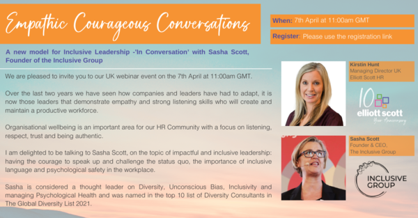 Empathic Courageous Conversations Webinar with Sasha Scott, Founder of Inclusive Group